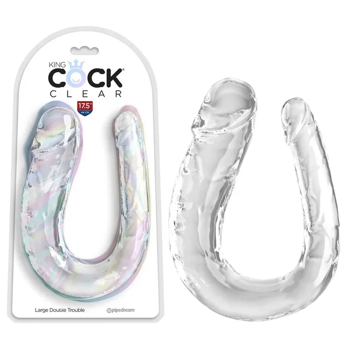 King Cock Clear Large Double Trouble – Clear Large Double Penetration Dong