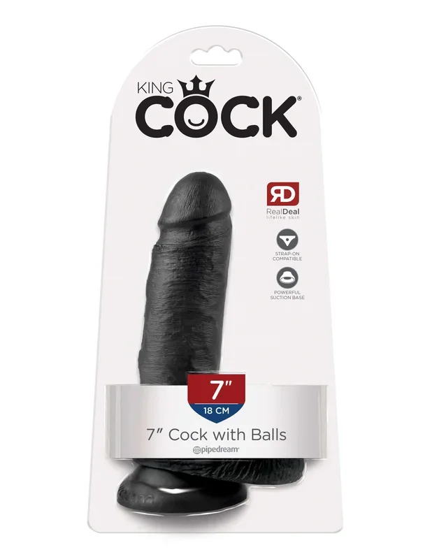 King Cock Dildo with Balls 7 inches – Black