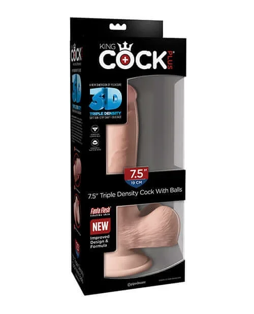 King Cock Triple Density 7.5 inches Cock with Balls Beige Dildo