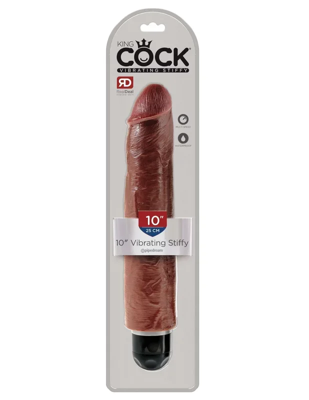King Cock Vibrating Stiffy Dildo 10 inches – Chocolate