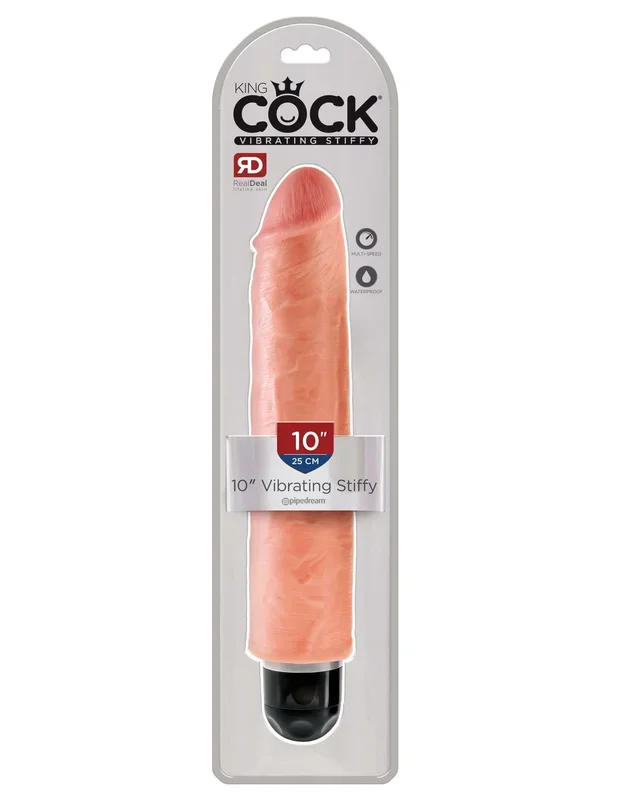 King Cock Vibrating Stiffy Dildo 10 inches – Vanilla