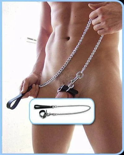 Kink Lab Buckling Cock Ring and Chain Leash Set