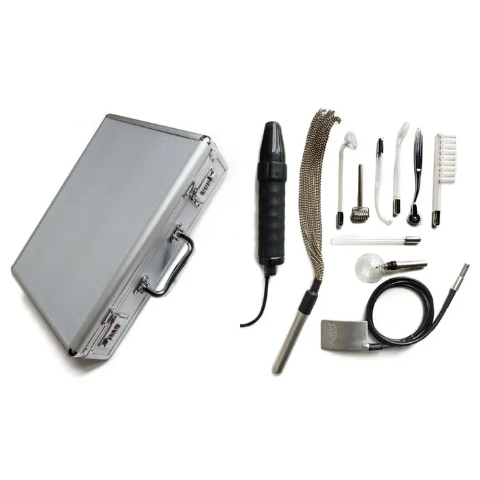 KinkLab Agent Noir Neon Wand Kit – E-Stim Kit – 11 Piece Set