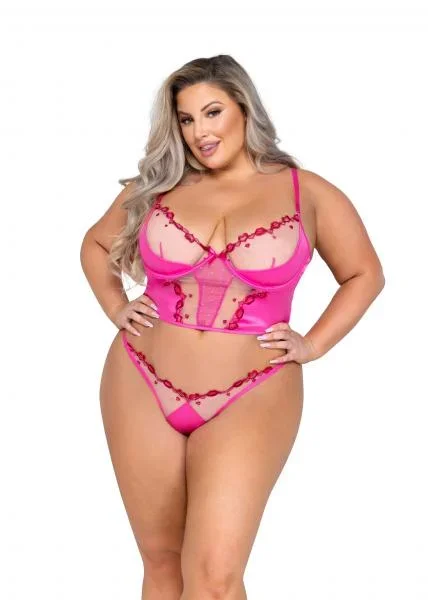 Kiss & Tell Two Piece Long-Line Set – Pink –