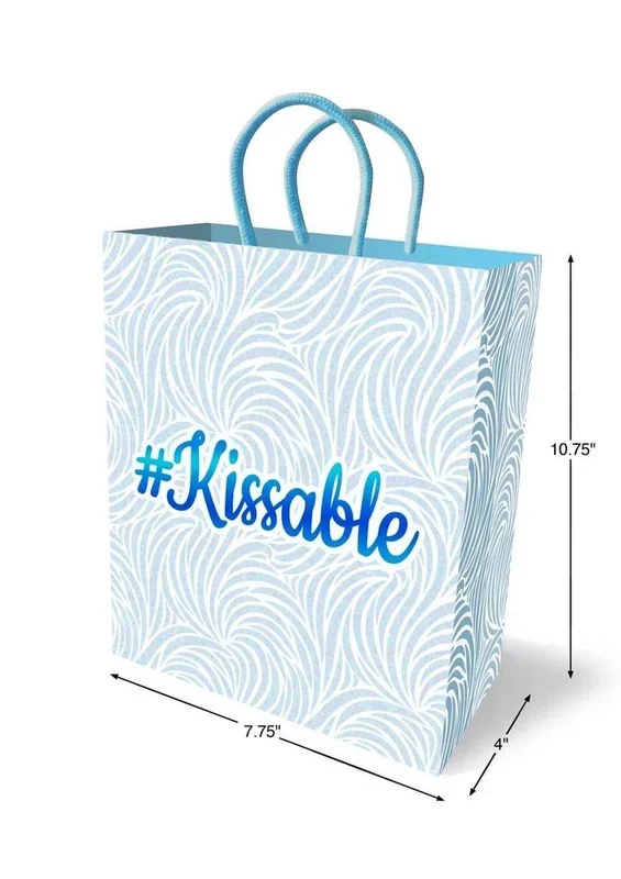 Kissable Gift Bag Blue Swirl Design with #Kissable Print