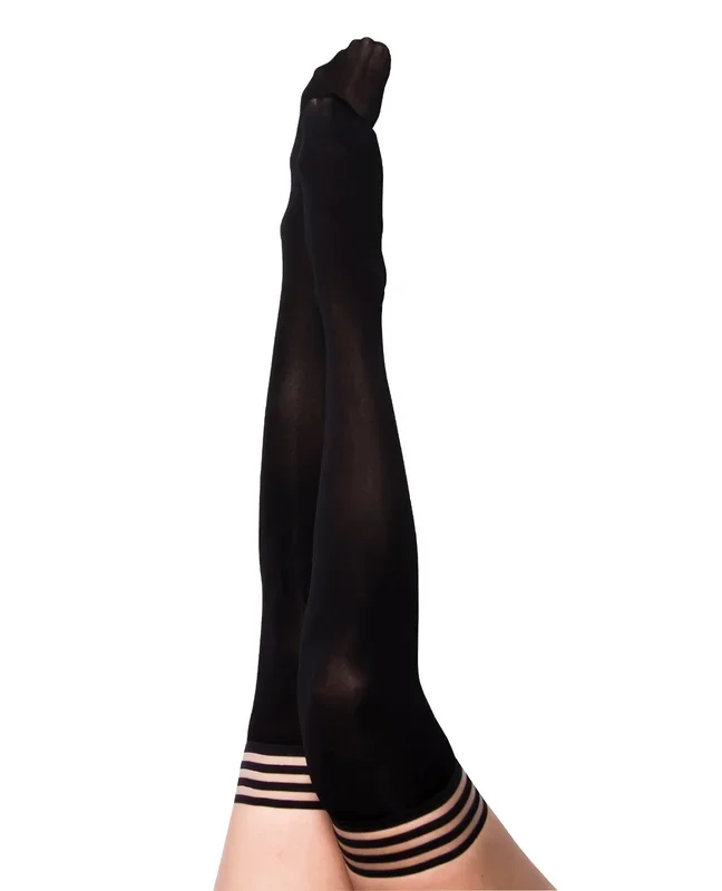 Kixies Danielle Solid Opaque Black Thigh Highs Size C