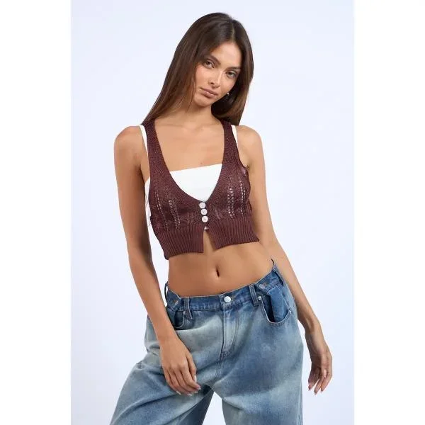 Knit Vest – Chocolate Brown –