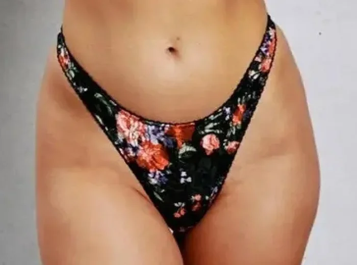 Lace High Leg Thong – Black Floral –