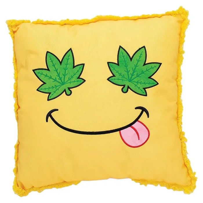 Leaf Eyes Smiley Face Plush Pillow