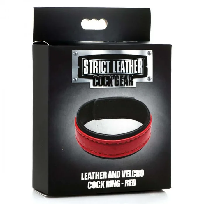 Leather and Velcro Cock Ring – Red