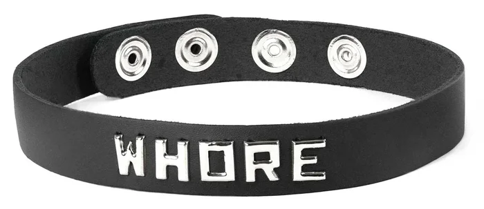 Leather Word Band Collar Whore from Spartacus Leathers