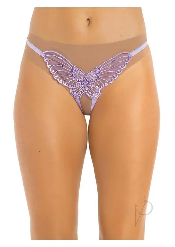 Leg Avenue Butterfly Crotchless Panty OS Lavender 12 Pack