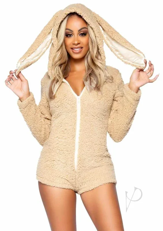 Leg Avenue Cuddle Bunny Teddy with Bunny Ear Hood Medium