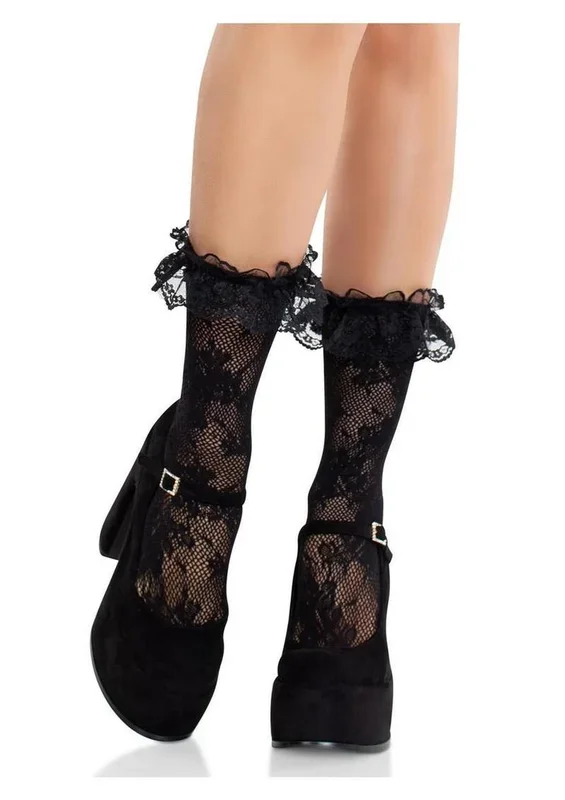Leg Avenue Floral Lace Ruffle Top Anklets