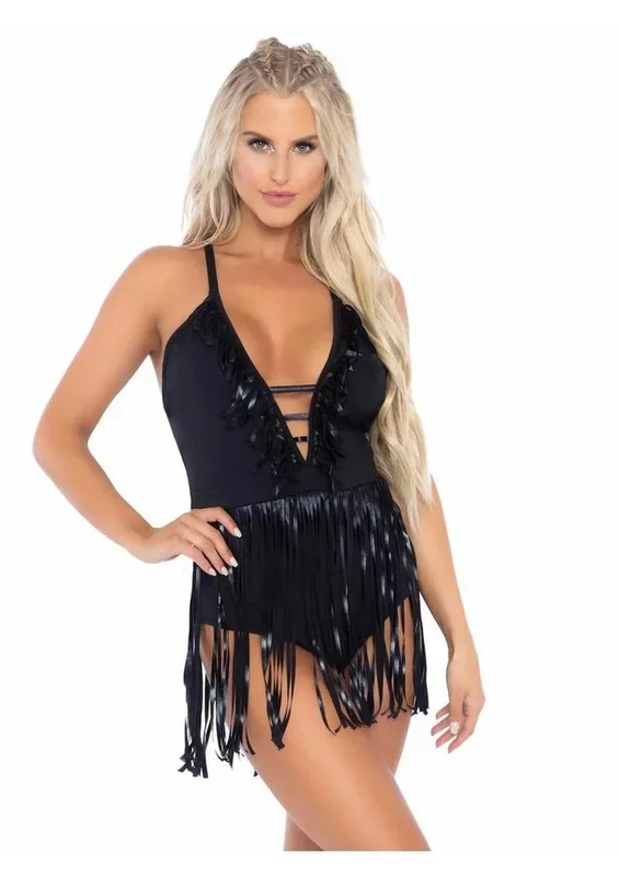 Leg Avenue Fringe Halter Bodysuit