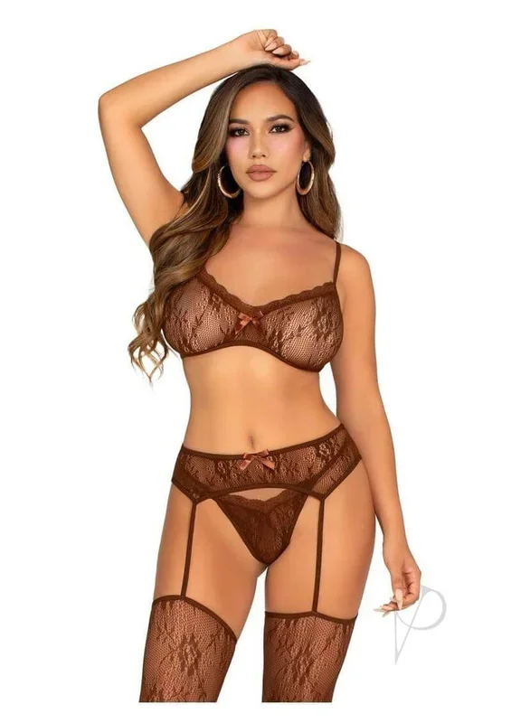 Leg Avenue Lace Bra Top with Mini Bow Detail