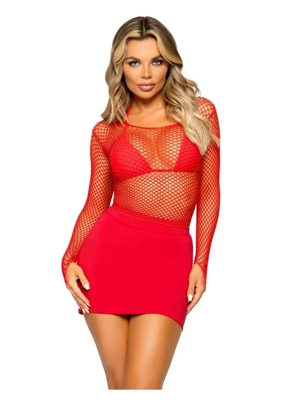 Leg Avenue Lycra Industrial Fishnet Long Sleeve T-Shirt