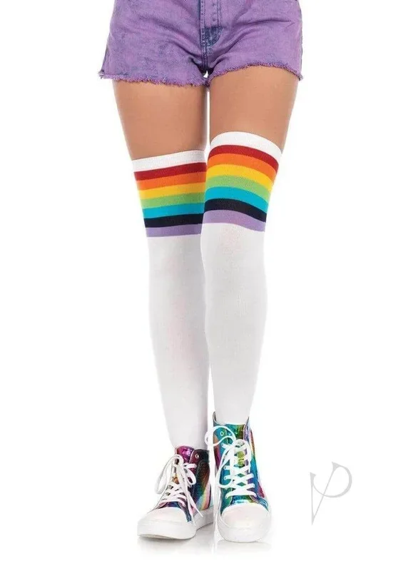 Leg Avenue Over The Rainbow Opaque Thigh High OS Multicolor