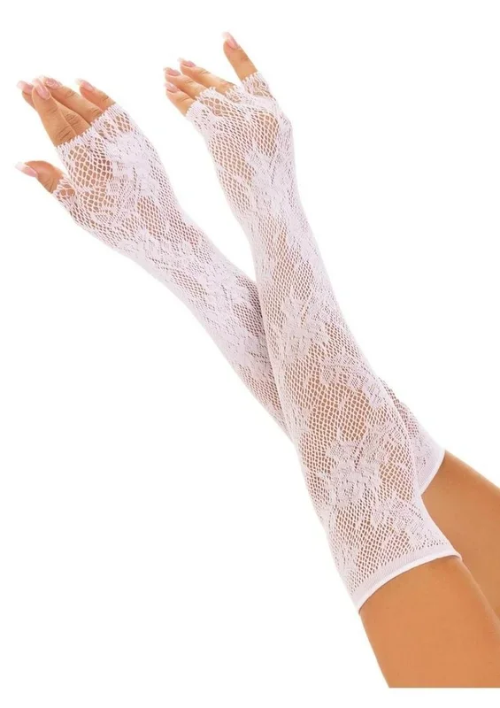 Leg Avenue Seamless Floral Net Fingerless Gloves