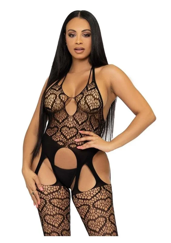 Leg Avenue Seamless Heart Net One Size Suspender Bodystocking