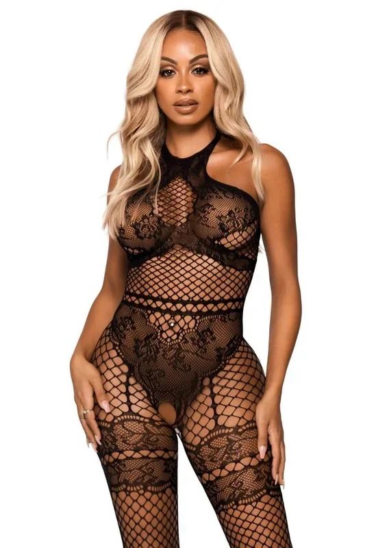 Leg Avenue Seamless Industrial Net Halter Bodystocking