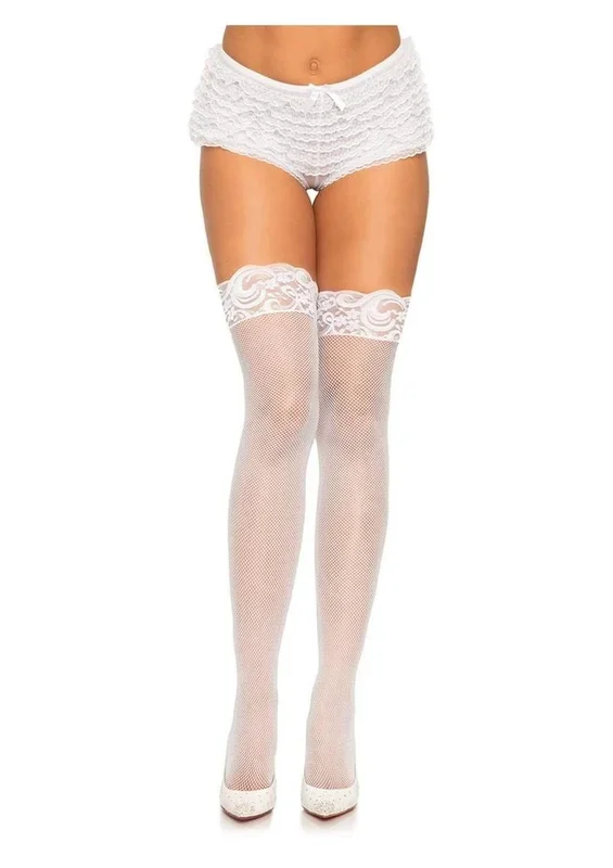 Leg Avenue Stay-Up Lace Band Micro Net Thigh Highs