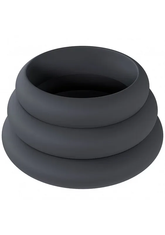 LEVELZ – Wide O Silicone Cock Ring Set of 3 (30mm, 35mm, 42mm) – Black