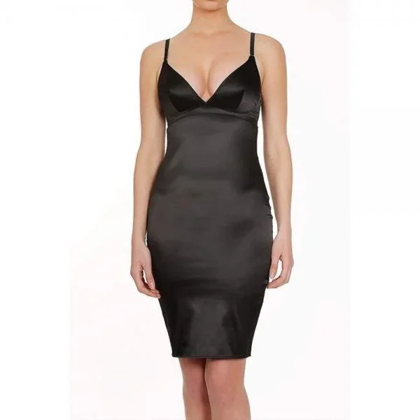 Libertine Satin Slip Dress – Black –