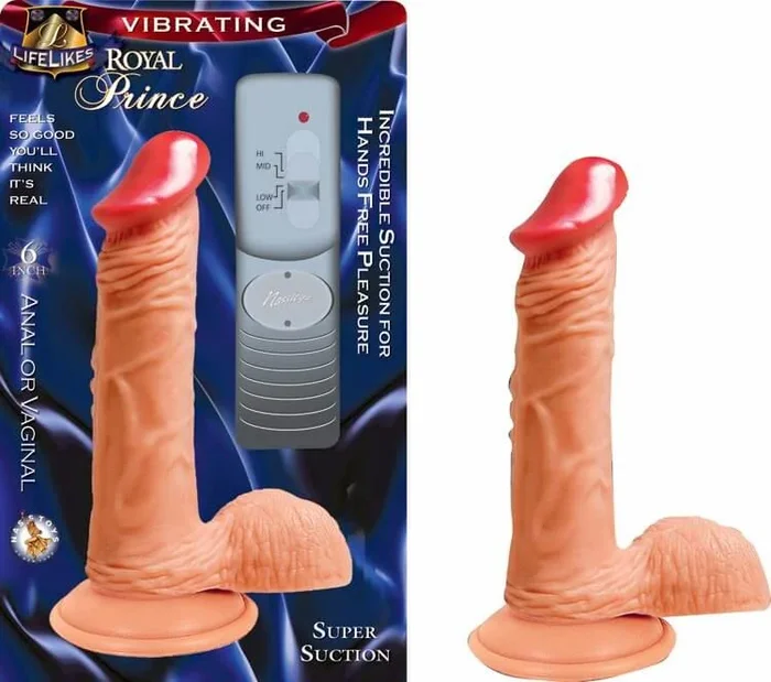 Lifelikes Royals Flesh Vibrating Dong Prince – 6 Inch Realistic Suction Cup Dildo