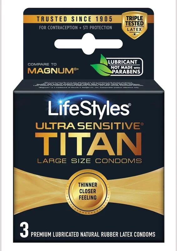 LifeStyles Ultra Sensitive Titan Large Size Condoms 3 Pack