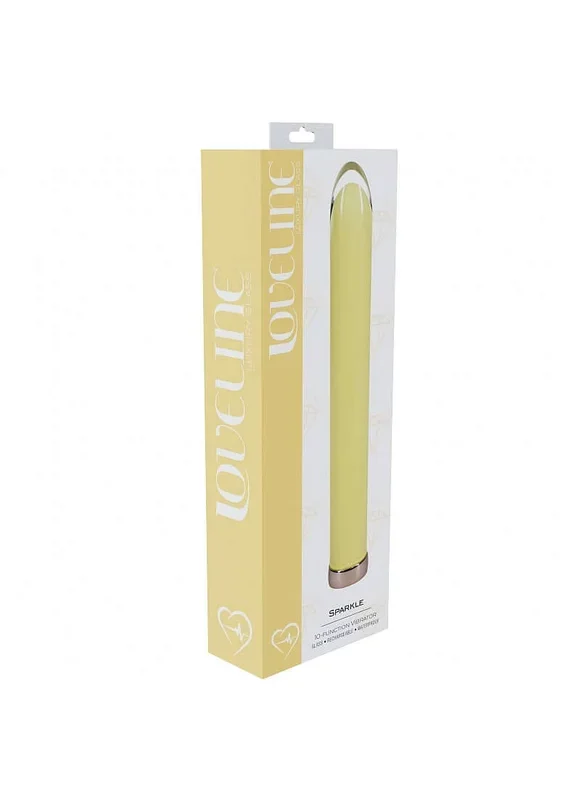 Loveline Sparkle 10 Function Glass Vibrator 6.3 inch Yellow