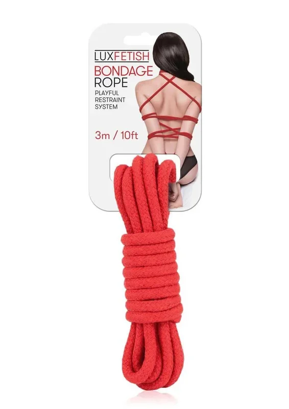 Lux Fetish Bondage Rope – 10 Feet of Red Sensual Restraint