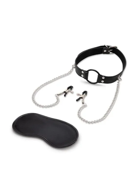 Lux Fetish Open Mouth Gag with Nipple Clips