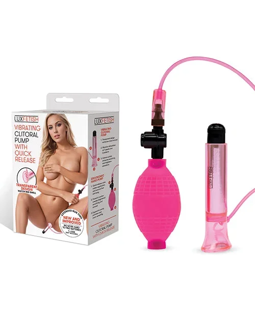 Lux Fetish Vibrating Clitoral Pump with Quick Release – Pink