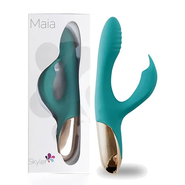 Maia Skyler – Green 21.6 cm USB Rechargeable Bendable Rabbit Vibrator