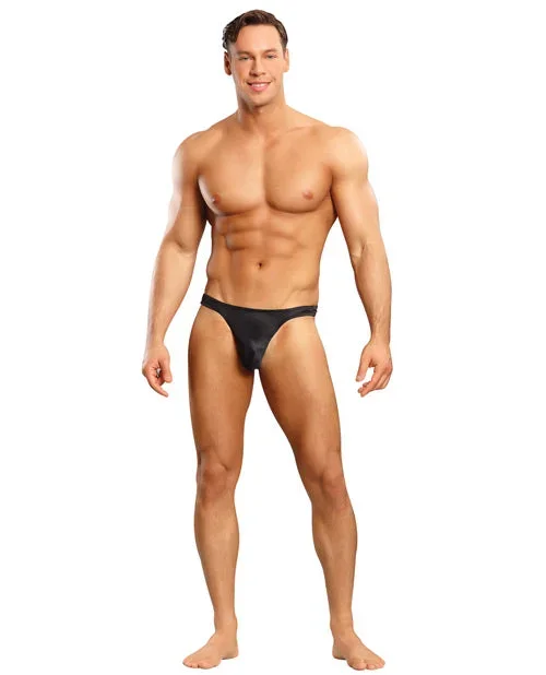 Male Power Satin Bong Thong Black Size Small Medium