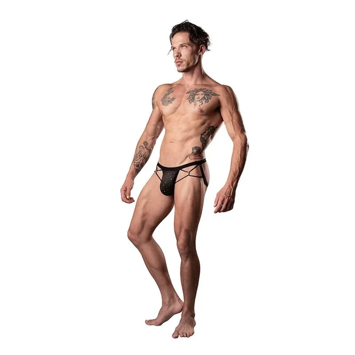 Male Power Show Stopper Jock Silver Mesh Dot