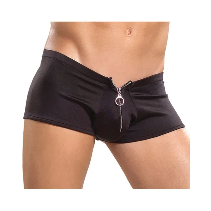 Male Power Zipper Shorts Underwear Black