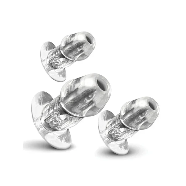 Master Series – Dicked Clear Hollow Anal Plug 3 pc Set