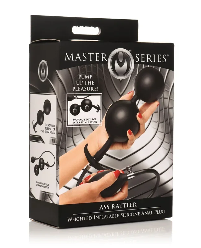 Master Series Ass Rattler Weighted Inflatable Silicone Anal Plug – Black
