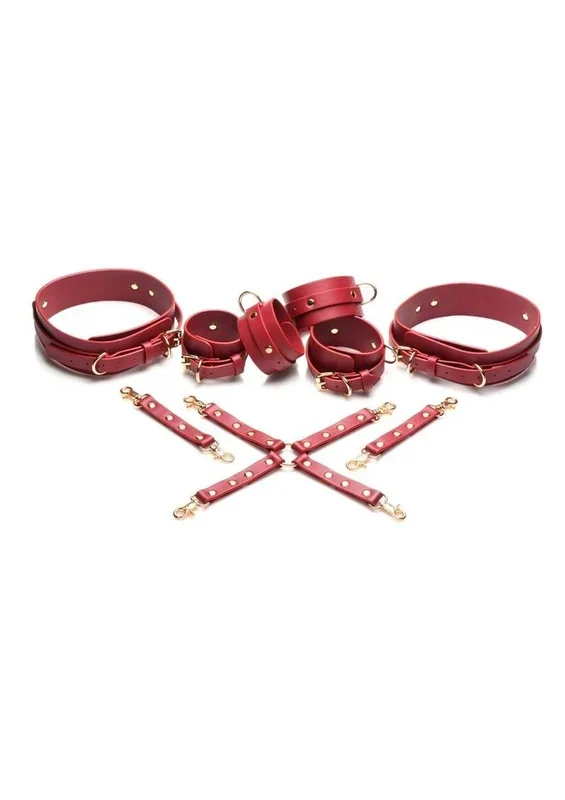 Master Series Crimson Captive Thigh, Wrist, Ankle Hog Tie Restraints
