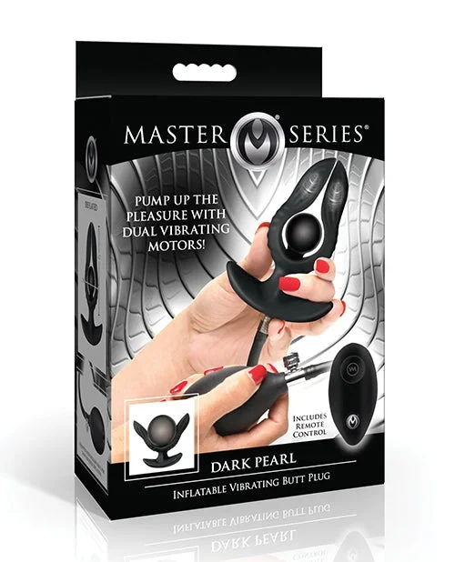 Master Series Dark Pearl Inflatable Vibrating Butt Plug w/Remote Control – Black