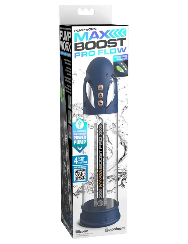 Max Boost Pro Flow Penis Pump – Blue/clear