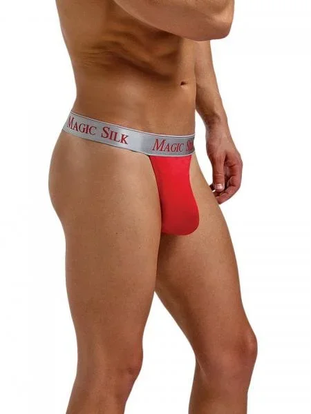 Men’s 100% Silk Knit Micro Thong – Red –