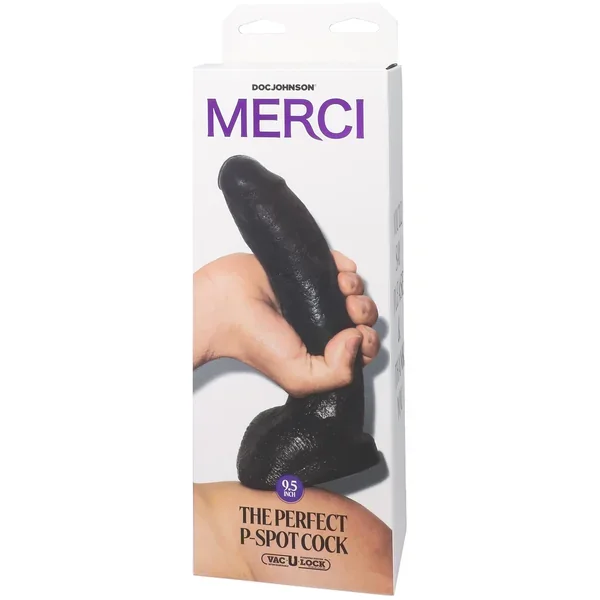 Merci – the Perfect P-Spot Cock – With Removable Vac-U-Lock Suction Cup – Black