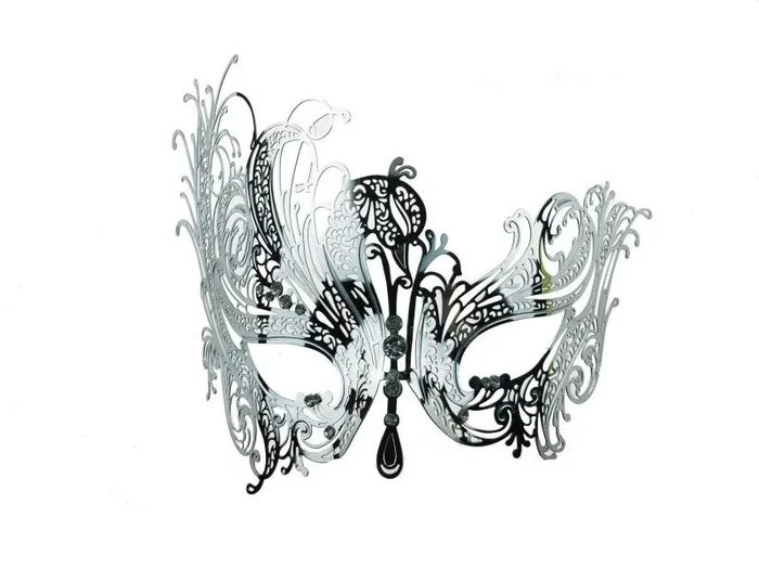 Metal Venetian Mask with Stones – Silver