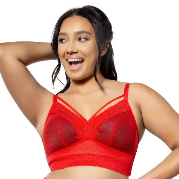 Mia Dot Wire-Free Longline Bralette – Racing Red –