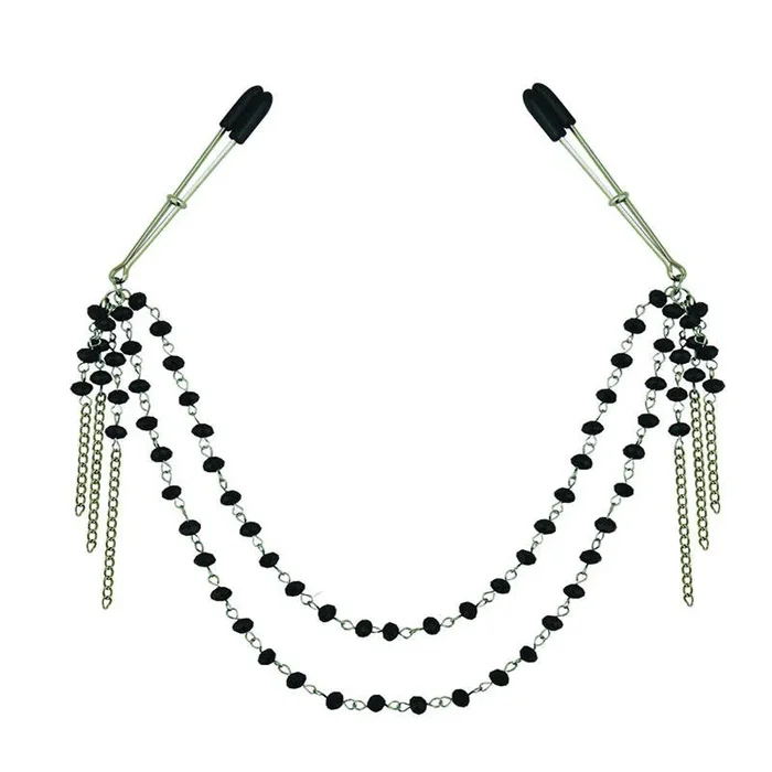 Midnight Black Jeweled Nipple Clips
