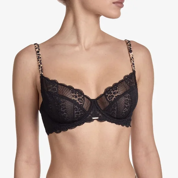 Mirage Underwire Demi Cup Bra – Brown/Black –