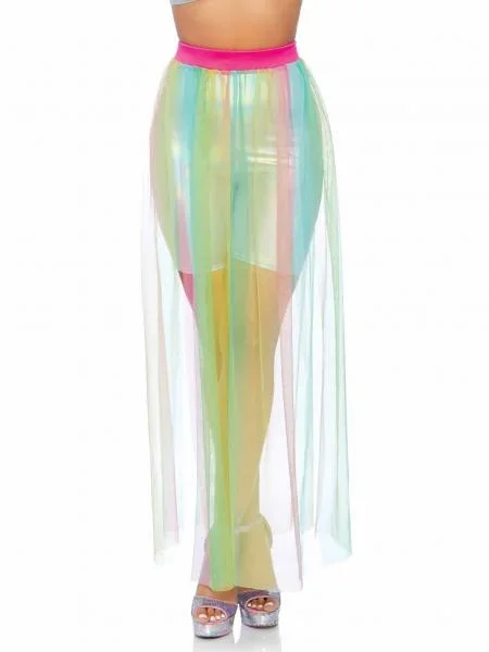 Multi Slit Sheer Full Length Maxi Skirt – Multi Color – One Size
